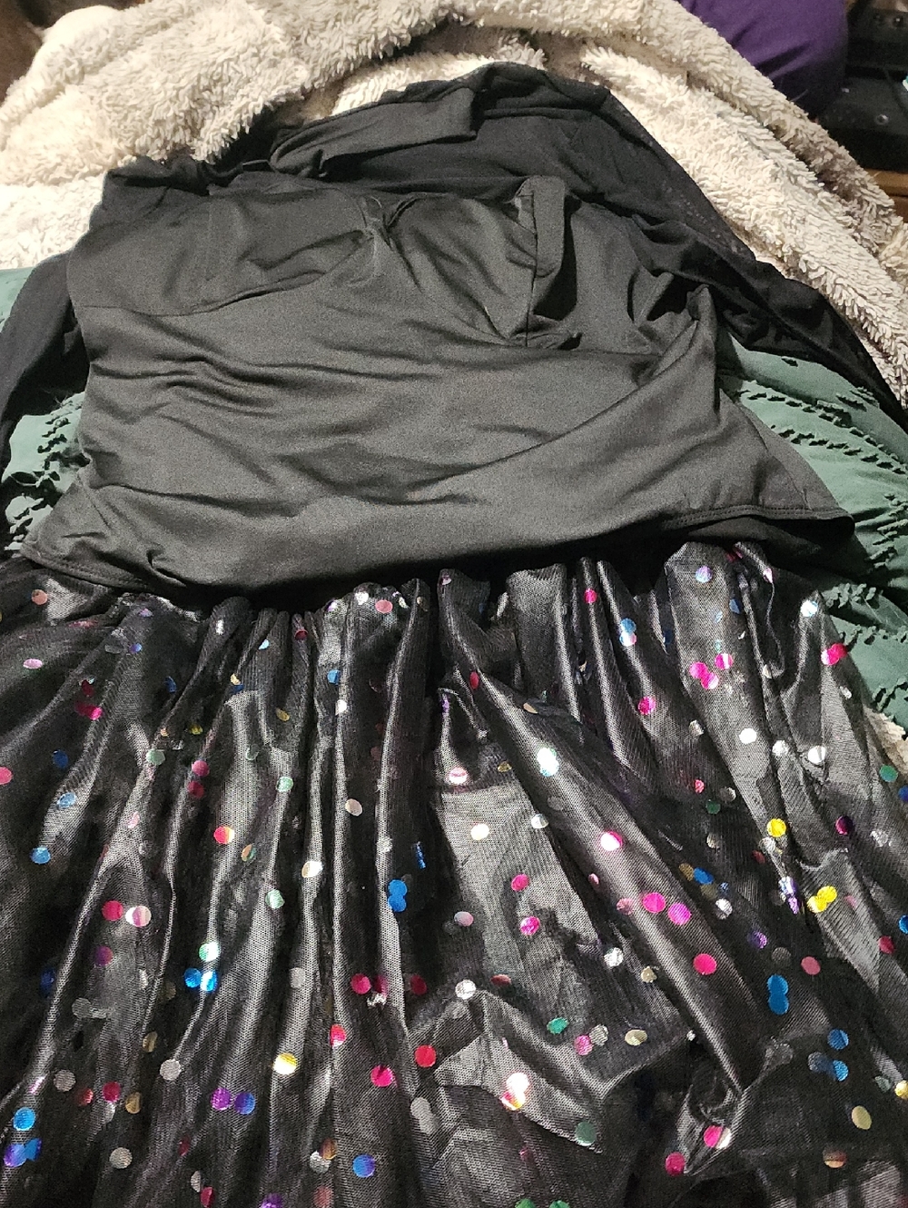 SHEIN Black Party Dress with Multicolor Sequin Dots